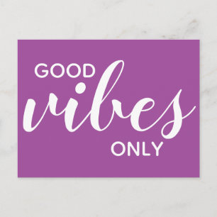 Good Vibes Only Positivity Affirmation Purple Postcard