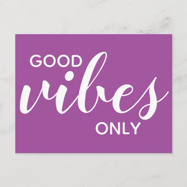 Good Vibes Only Positivity Affirmation Purple Postcard (Front)