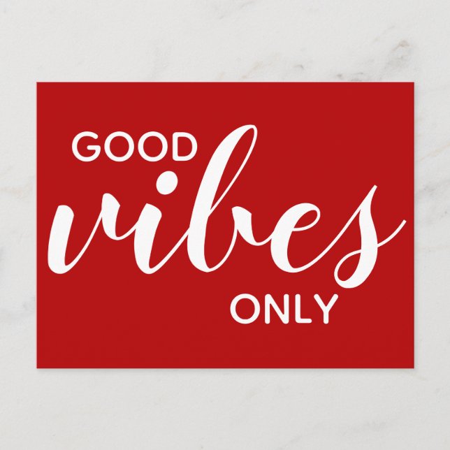 Good Vibes Only Positivity Affirmation Red Postcard (Front)