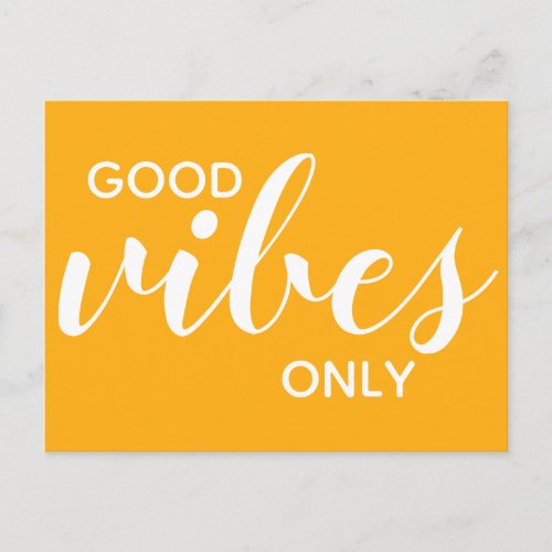 Good Vibes Only Positivity Affirmation Yellow Postcard