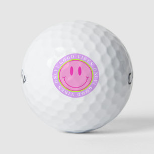 'Good Vibes Only' Positivity Happy Face 90s Retro Golf Balls
