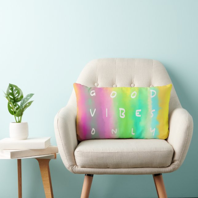 Good Vibes Only Positivity Inspiration Painting Lumbar Pillow (Chair)
