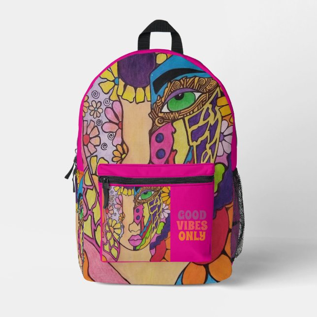 Good vibes only printed backpack (Front)