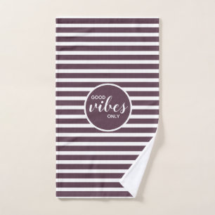 Good Vibes Only Purple White Typography Exercise Hand Towel