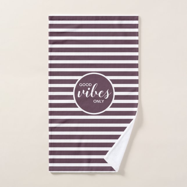 Good Vibes Only Purple White Typography Exercise Hand Towel (Hand Towel)