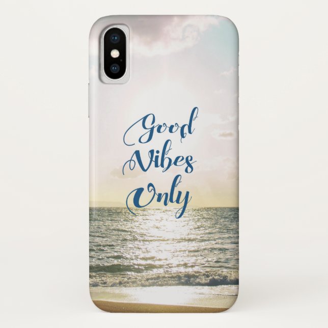 "Good Vibes Only" Quote Be Positive, Sea Beach Sun Case-Mate iPhone Case (Back)