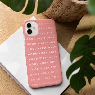 Good Vibes Only Quote   Coral iPhone 16 Case