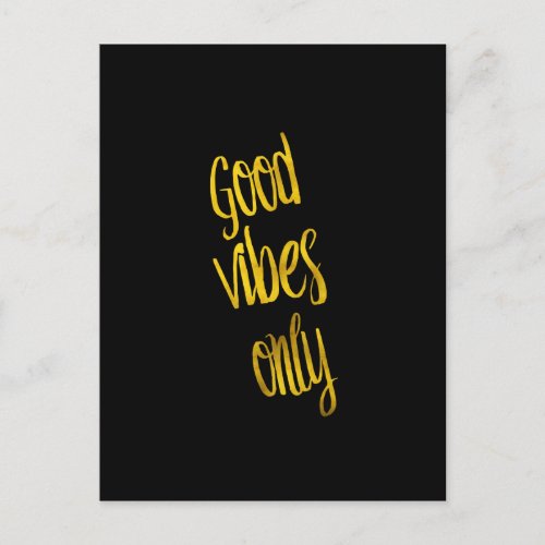 Good Vibes Only Quote Gold Faux Foil Vibe Quotes Postcard