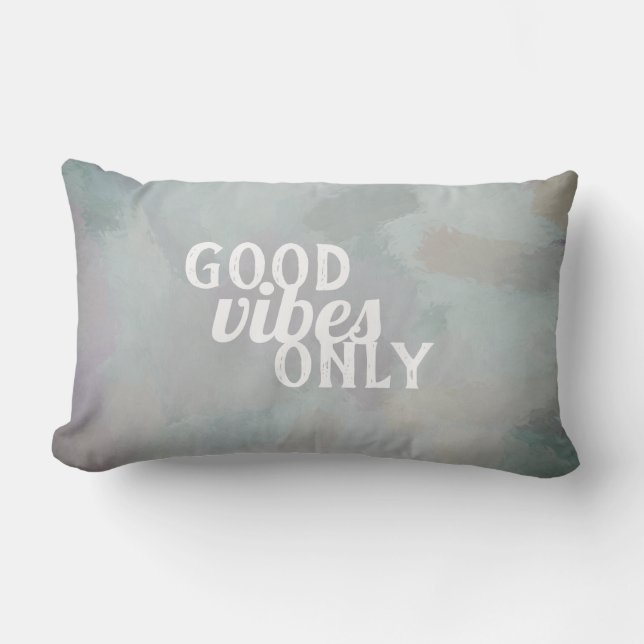 good vibes only quote gray paint stroke design lumbar pillow (Front)