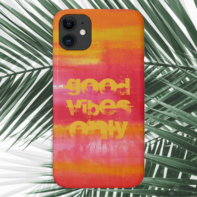 "Good Vibes Only" Quote Pink Red Yellow Abstract  Case-Mate iPhone Case (Creator Uploaded)