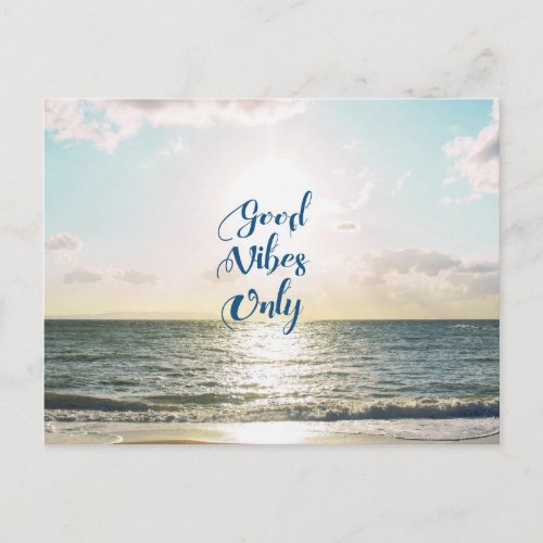 Good Vibes Only Quote Positive Sea Sun Postcard