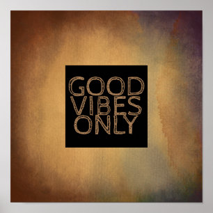 good vibes only quote poster wall art brown