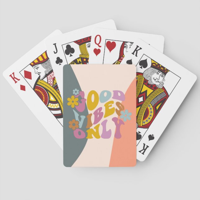 Good Vibes Only Quote Retro 60s Hippie Design Poker Cards (Back)