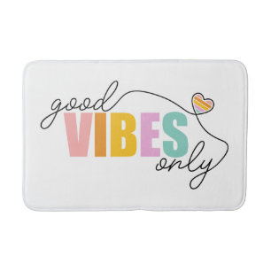 Good Vibes Only Rainbow Heart Bath Mat