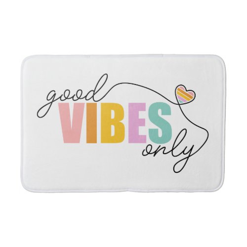 Good Vibes Only Rainbow Heart Bath Mat