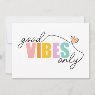 Good Vibes Only Rainbow Heart Card
