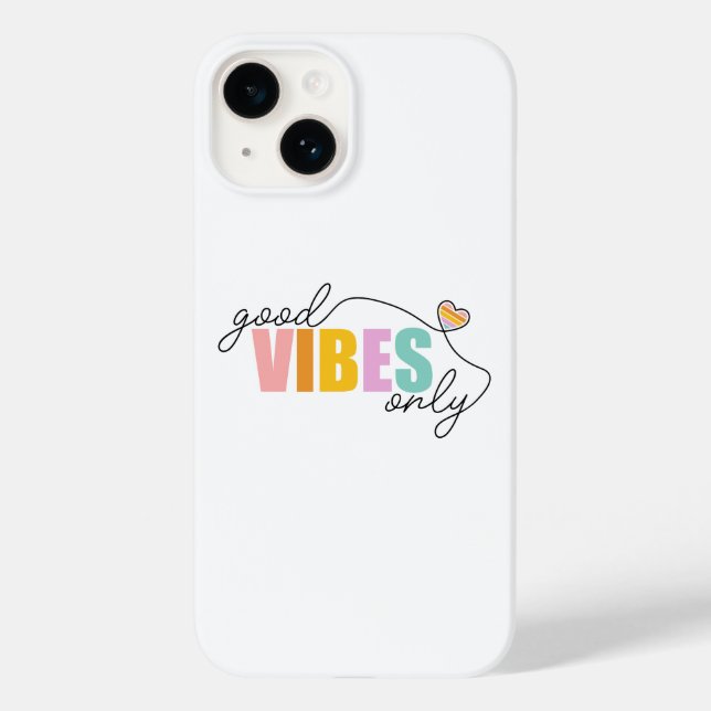 Good Vibes Only Rainbow Heart Case-Mate iPhone Case (Back)