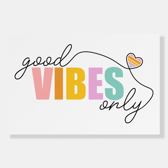 Good Vibes Only Rainbow Heart Foam Board (Front)