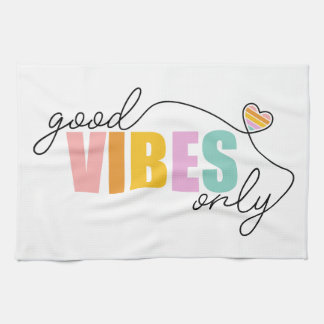 Good Vibes Only Rainbow Heart Kitchen Towel