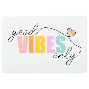 Good Vibes Only Rainbow Heart Metal Print
