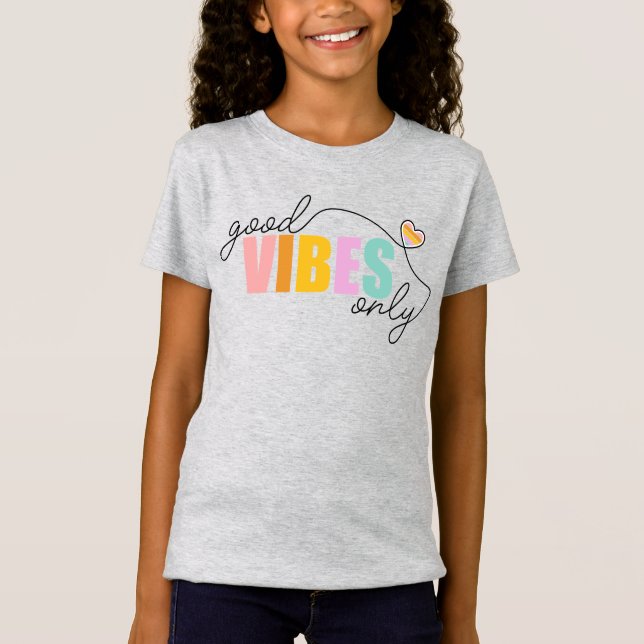 Good Vibes Only Rainbow Heart T-Shirt (Front)