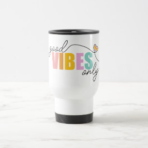 Good Vibes Only Rainbow Heart Travel Mug