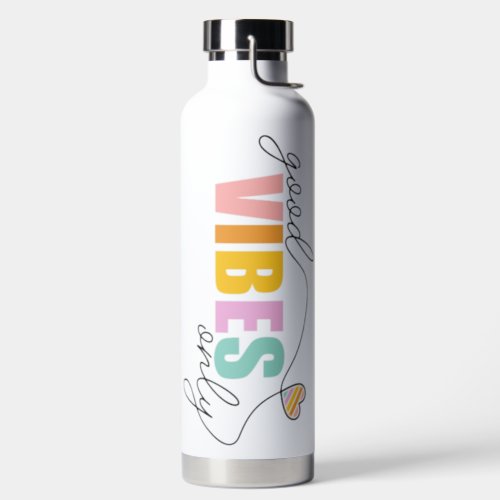 Good Vibes Only Rainbow Heart Water Bottle