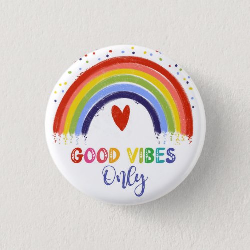 good vibes only rainbow mental health card keychai button