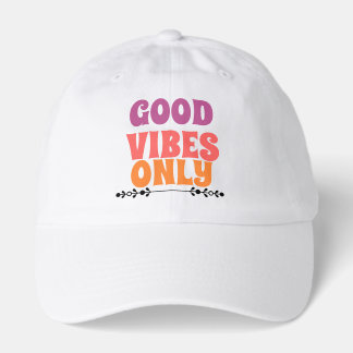 Good Vibes Only Retro Pink Purple Orange Positive  Hat