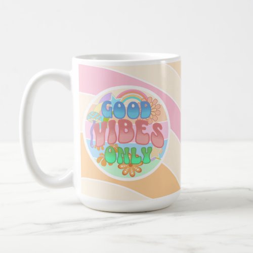 Good Vibes Only  Retro Vintage  Coffee Mug