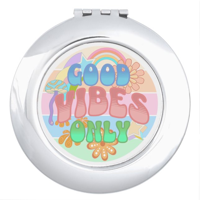 Good Vibes Only | Retro Vintage  Compact Mirror (Front)