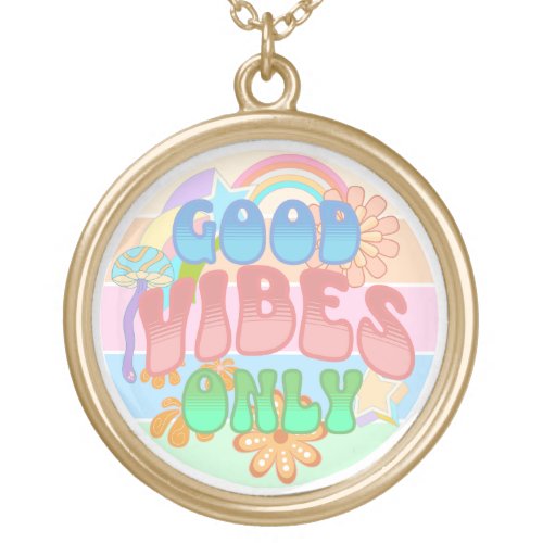 Good Vibes Only  Retro Vintage  Gold Plated Necklace