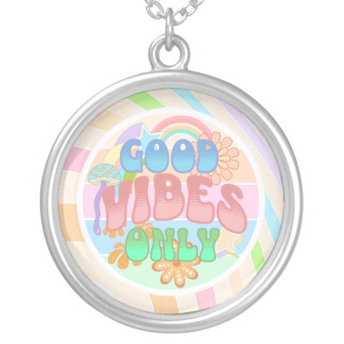Good Vibes Only  Retro Vintage  Silver Plated Necklace