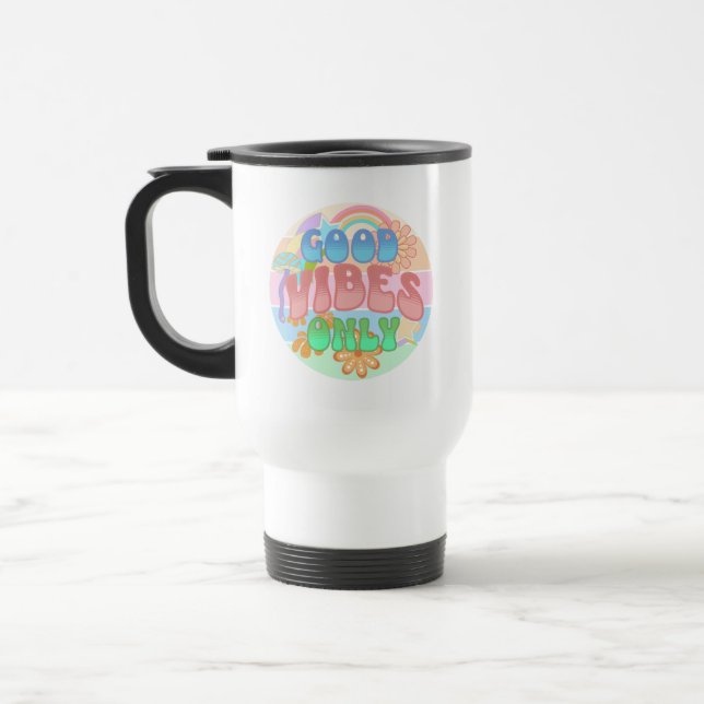 Good Vibes Only | Retro Vintage  Travel Mug (Left)