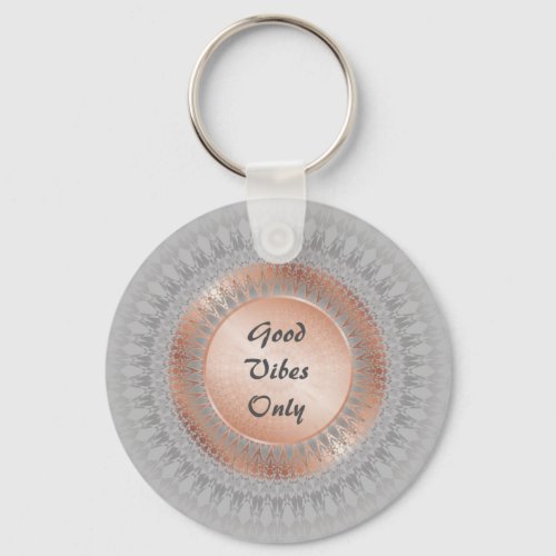 Good Vibes Only Rose Gold Mandala Keychain