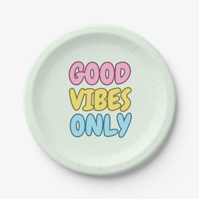 Good Vibes Only Round Paper Plate (Front)