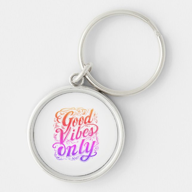 Good Vibes Only Script keychains and lanyards (Front)