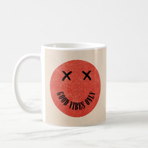 Good Vibes Only Textured Smile Quote Coffee Mug