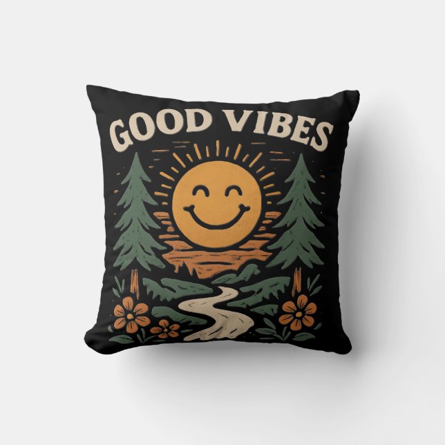 Good Vibes Only!! Throw Pillow (Front)