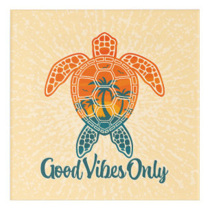 Good Vibes Only Tropical Sunset Sea Turtle Design Acrylic Print