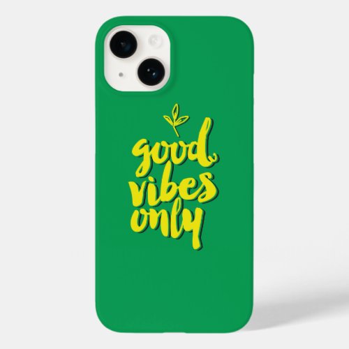 Good Vibes Only Typographic Design Yellow Green Case_Mate iPhone 14 Case