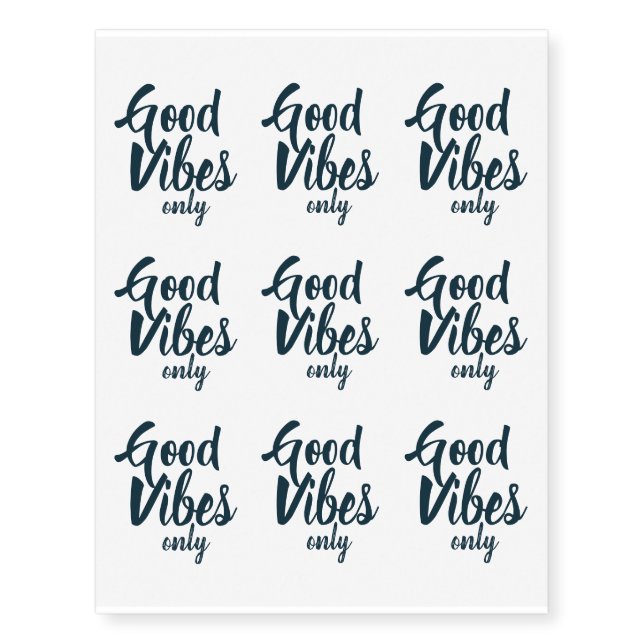 Good Vibes Only Typography Temporary Tattoos (Front)