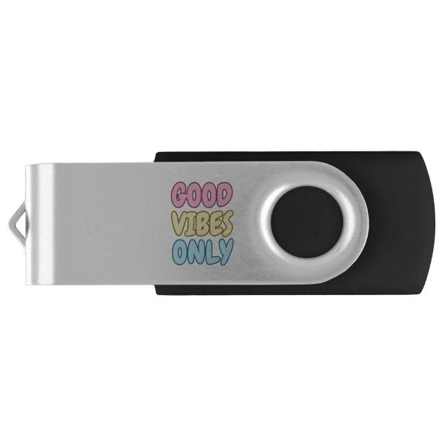 Good Vibes Only USB Swivel Flash Drive (Back)