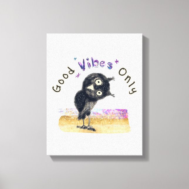 Good Vibes Only with Curious Owl Canvas Print (Front)