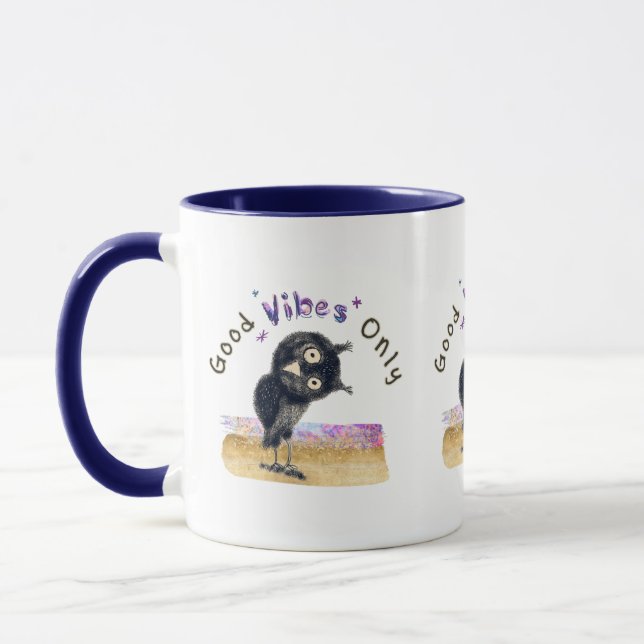 Good Vibes Only with Curious Owl Mug (Left)