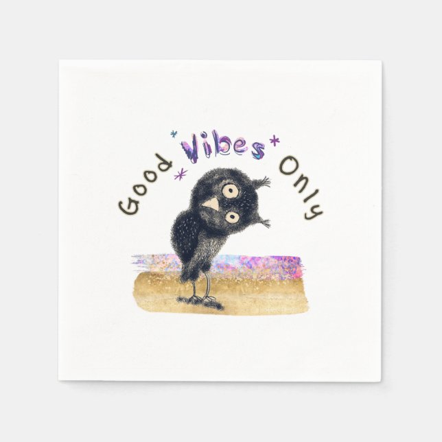 Good Vibes Only with Curious Owl Napkins (Front)