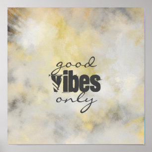 good vibes only yellow and gray wall art quote