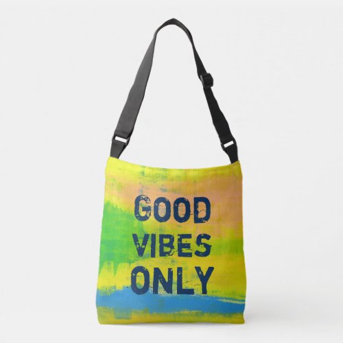 Good Vibes Ony _ Blue Yellow Abstract Art Crossbody Bag