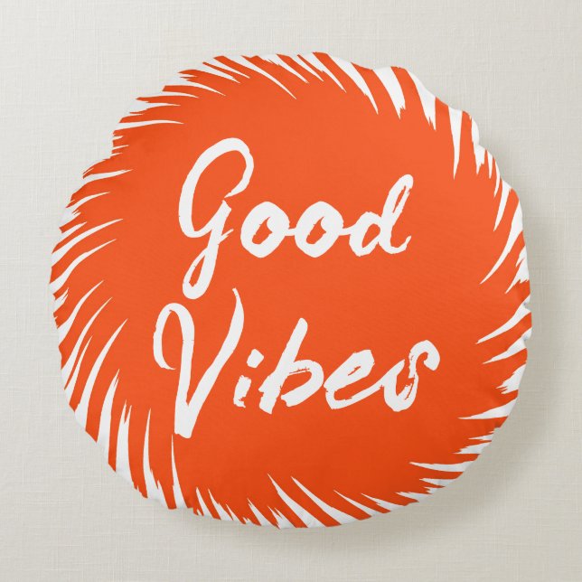 Good Vibes Orange Round Pillow (Front)