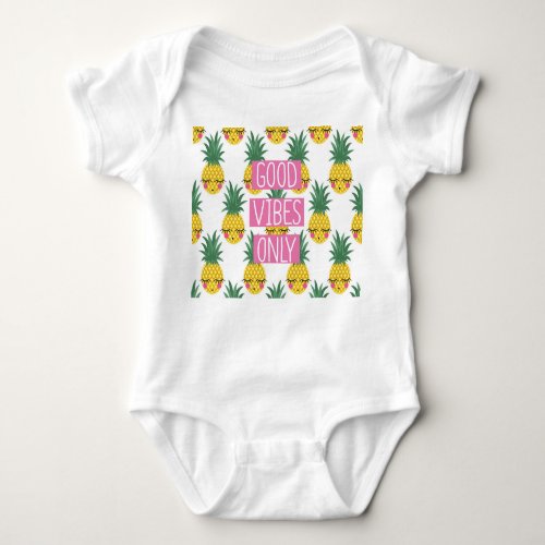 Good Vibes Pineapples Summer Pattern Baby Bodysuit